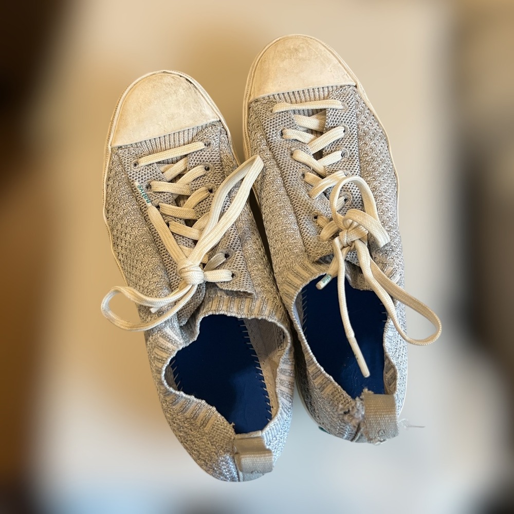 Native Shoes Womens Size 7 Apollo 2.0 Knit Sneakers Grey Blue Low Top VEGAN 78CH